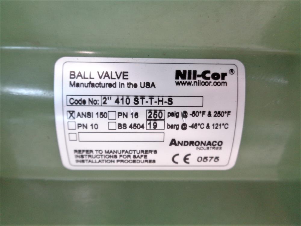 Nil-Cor 2" 150# Fiberglass Ball Valve, Code 2" 410 ST-T-H-S